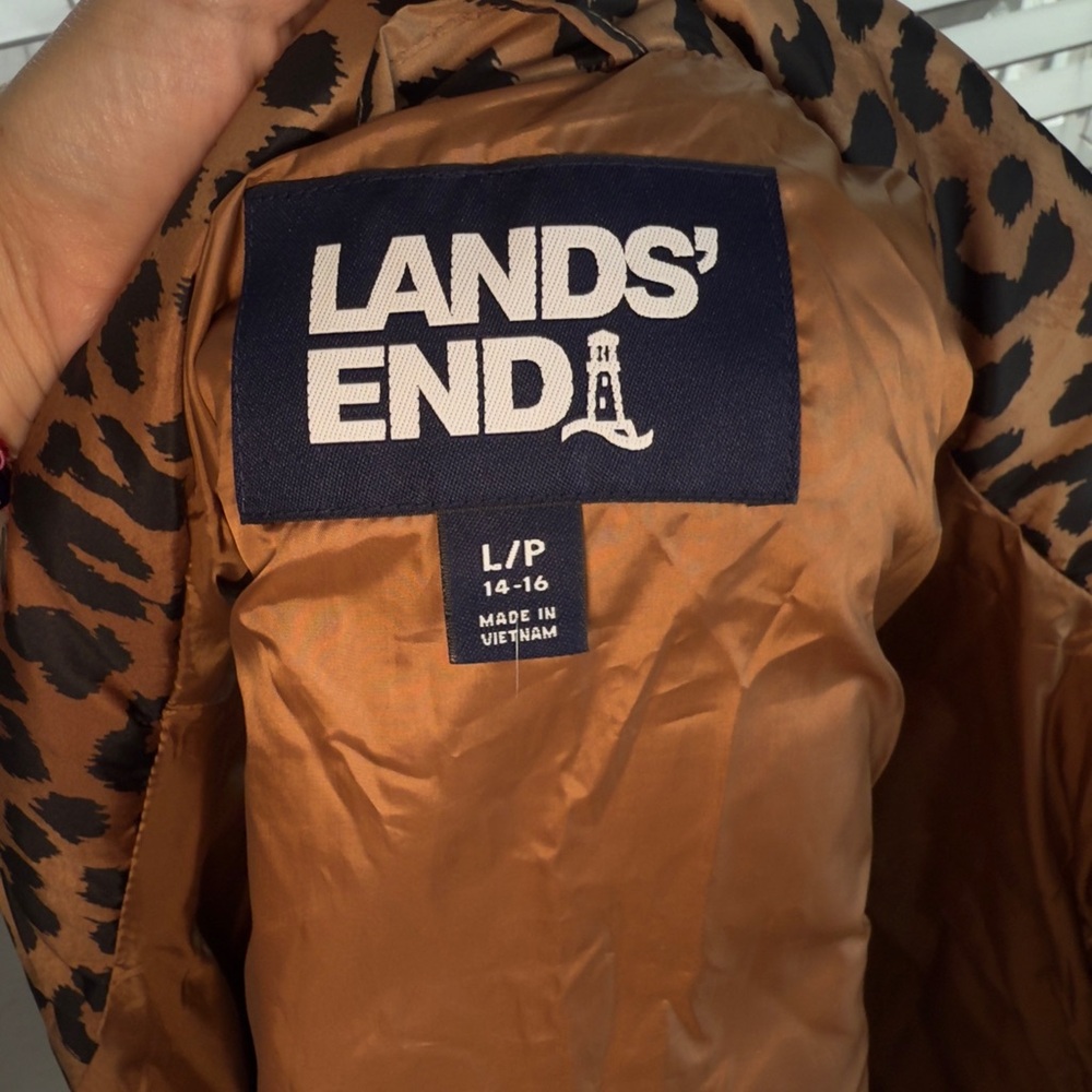 Lands' End Brown and Black Animal Print Jacket